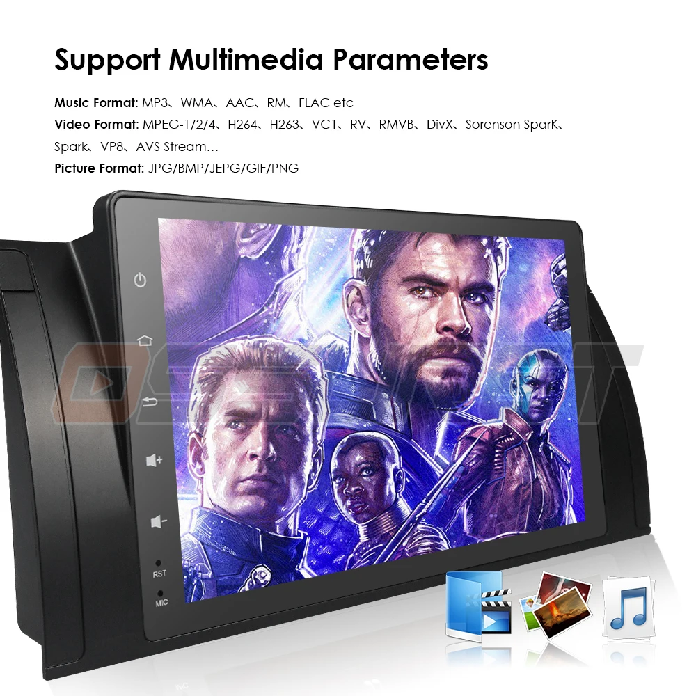 Sale Ossuret 9 Inch 1024x600 IPS TouchScreen 1din Android 9.0 For BMW E39 E53 X5 Wifi 4G Bluetooth DVR RDS USB Sterring wheel control 18