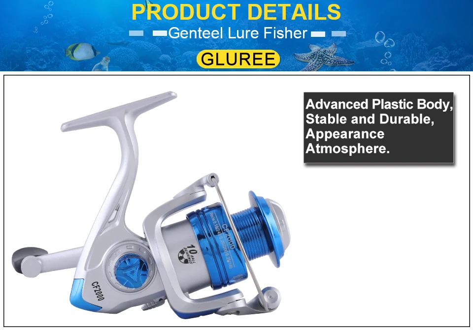 GLUREE Plating Fishing Spinning Reel Carp Fishing Reel CF1000~6000 10BB 5.21 Gilded Line Cup LeftRight Handle Saltwater Wheel (12)