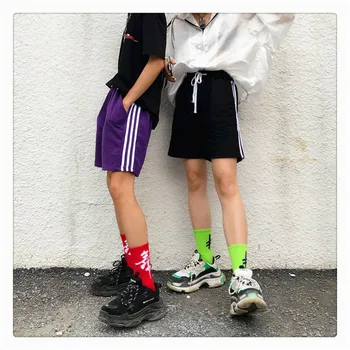 

Summer Men Casual Shorts Men Striped Short Loose Drawstring Elastic Waist Thin Male Fashion Korean Trendy Shorts Streetwear