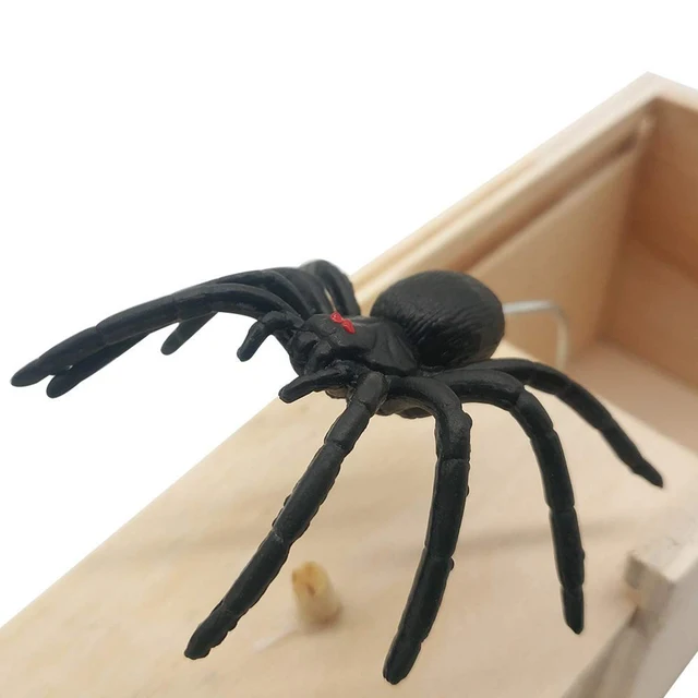 Wooden Prank Trick Practical Joke Home Office Scare Toy Box Gag Spider Kid Parents Friend Funny Play Joke Gift Surprising Box 2
