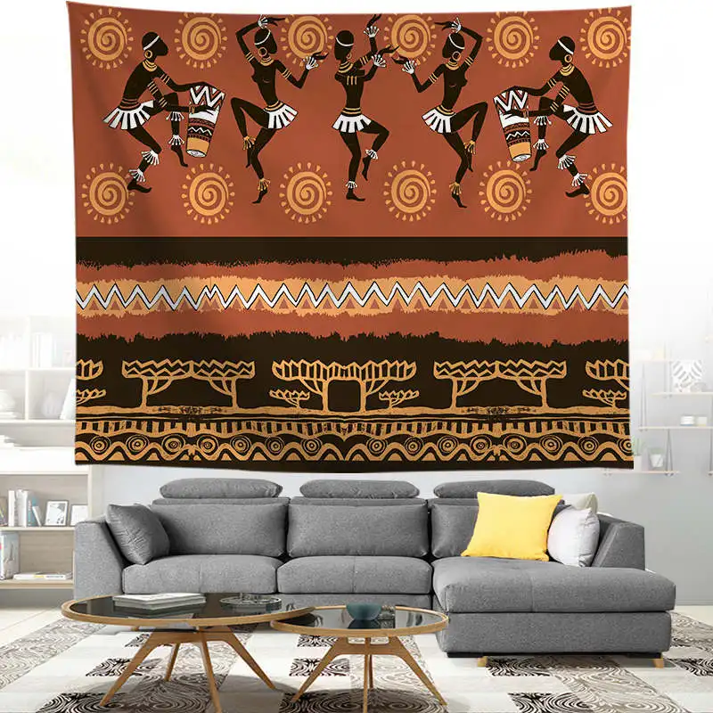 ZEIMON Африканская женщина гобелен с изображением танца 3D печатные настенные подвесные пледы ковры йога коврик дом Декор гобелены шаль - Цвет: T060-4