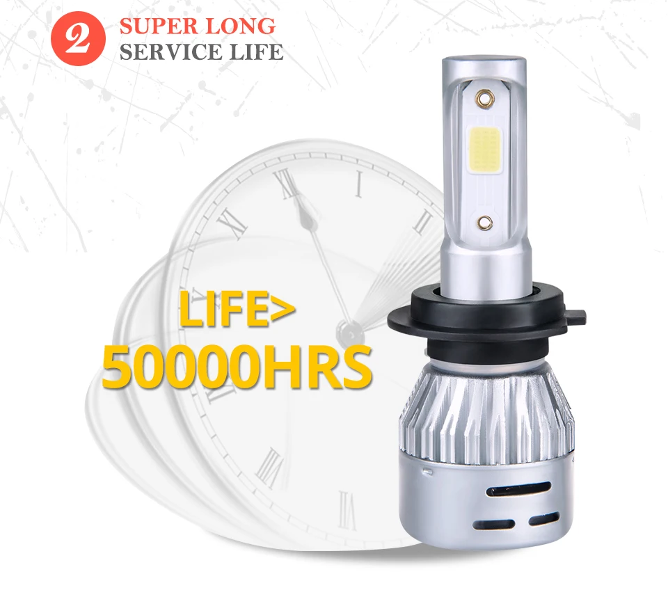Aceersun H4 LED H7 H1 H11 H8 H9 9005 HB3 HB4 9006 Mini Car headlight 72W 8000LM COB 3000K 4300K 6500K 8000K Hi Lo Beam 12V 24V (10)