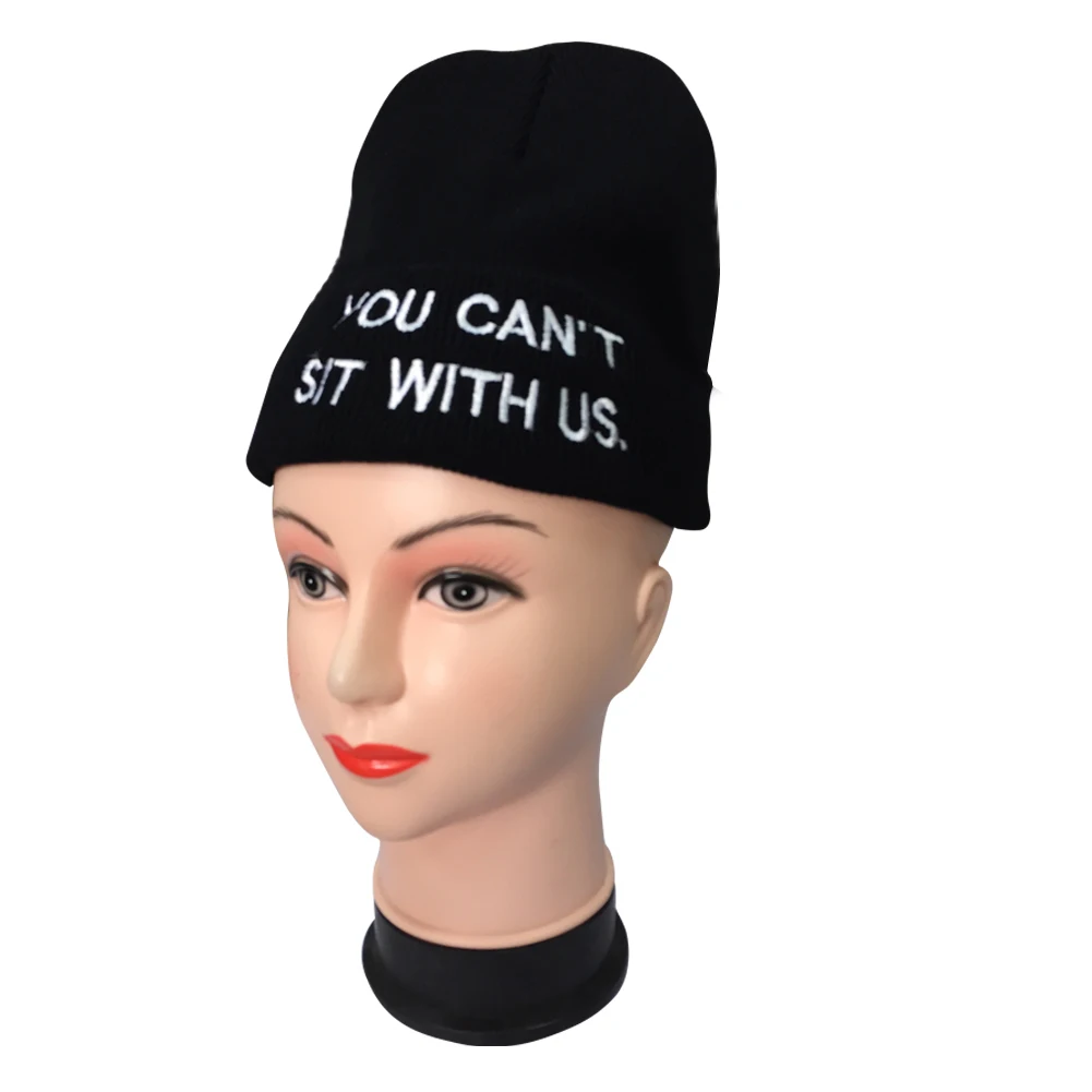 

London Boy Winter Cap Korea Style Personality Wool Knitted Hat With Print you cant sit with us Beanie Hat LB