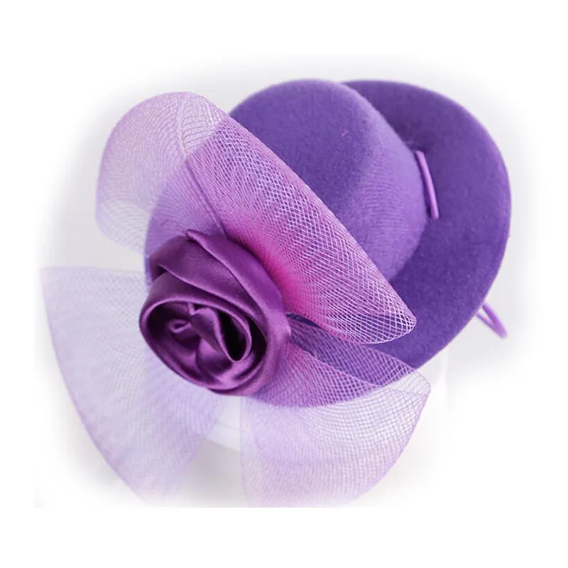 5 цветов домашних животных шляпа для животных Собака шляпа милый питомец женские аксессуары для волос Британский Стиль парадный вечерний костюм с марлевым цветком, с принтом шляпы черный/розовый/синий/фиолетовый - Цвет: purple