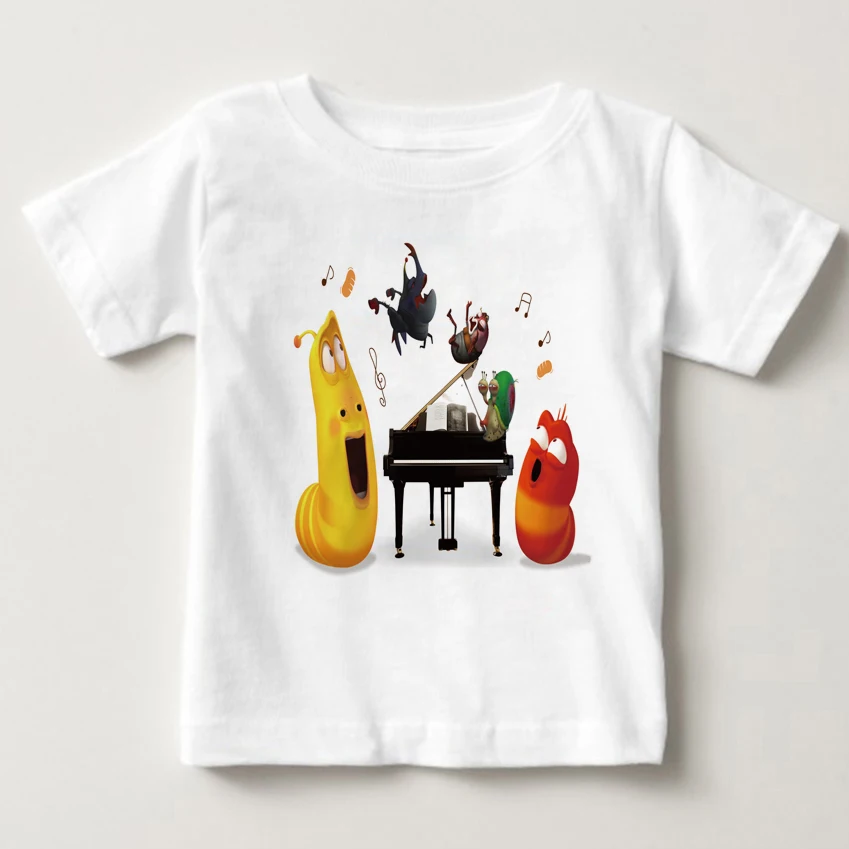 

2018 Funny cartoon animation larva t shirt boy summer short sleeve Stinky insects tops Fashion Cotton tees children clothing MJ