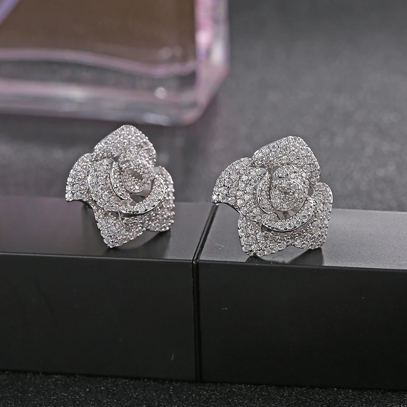 GAOLA, модные роскошные серьги-гвоздики с кубическим цирконием и цветком розы для женщин, ювелирные изделия GLE5356AY