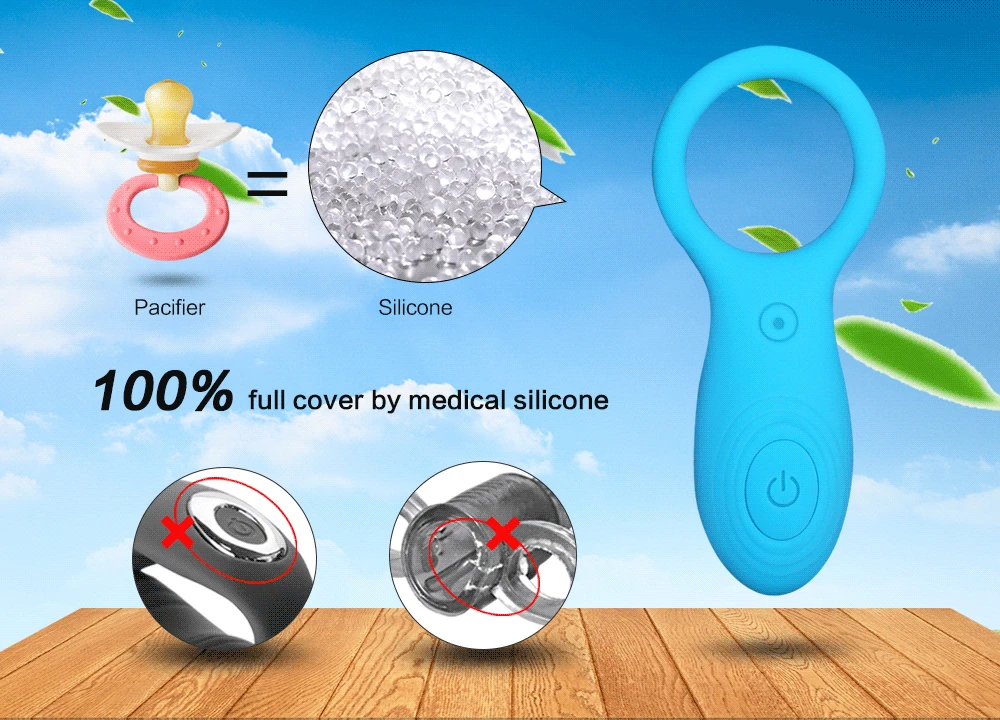CSilicone Sex Vibrator Ring for Penis Cock Extender Ring Chastity vibrating Penis Sleeve , Clitrois Stimulator Sex Toys for Men