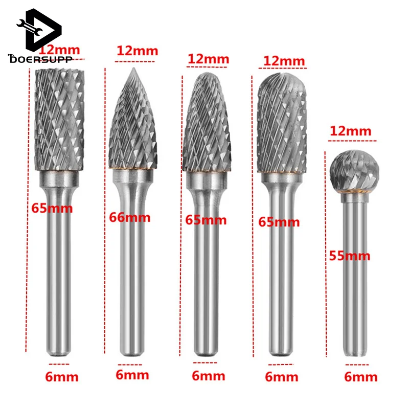 

5pcs/set Tungsten Carbide Burr Rotary Cutter Engraving Bit Set For CNC Engraving Durable Quality