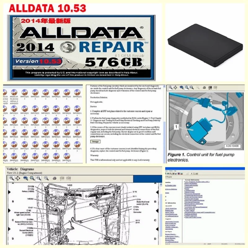 ALLDATA программное обеспечение для ремонта жесткого диска Авто все данные v10.53+ mitchell по требованию+ Vivid workshop+ Elsawin+ atsg usb3 26in1TB hdd