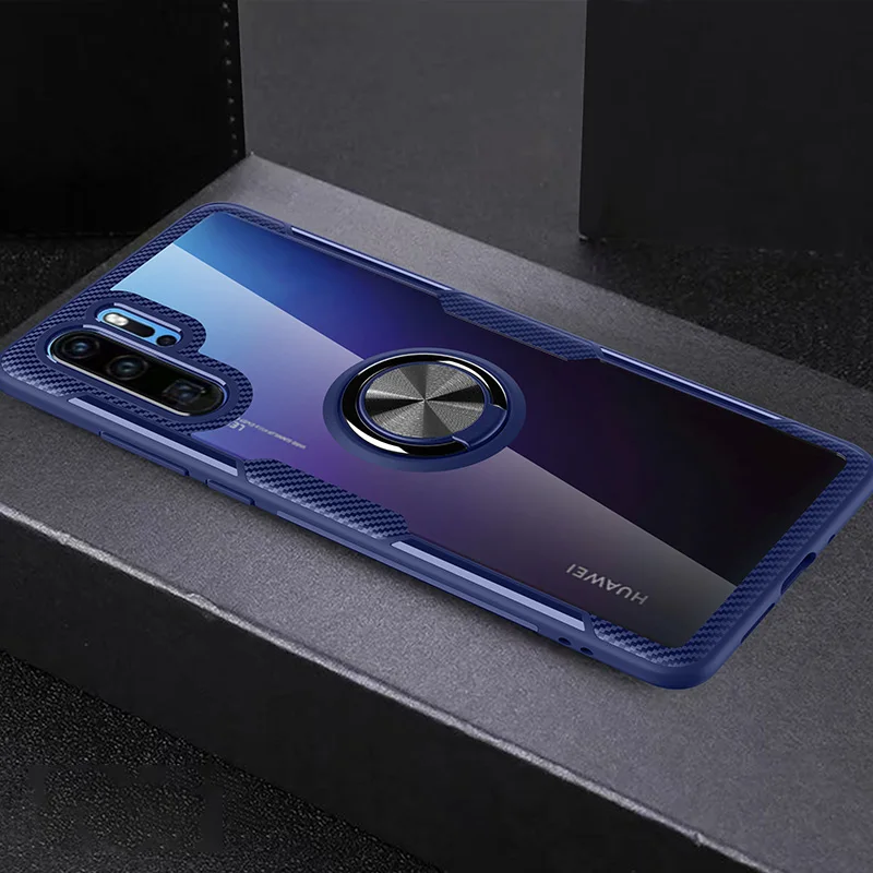 ZNP Роскошная подставка с магнитным кольцом чехол для huawei P30 P20 Pro держатель чехол s для huawei mate 20 Pro huawei P20 P30 Lite чехол - Цвет: Blue-Black