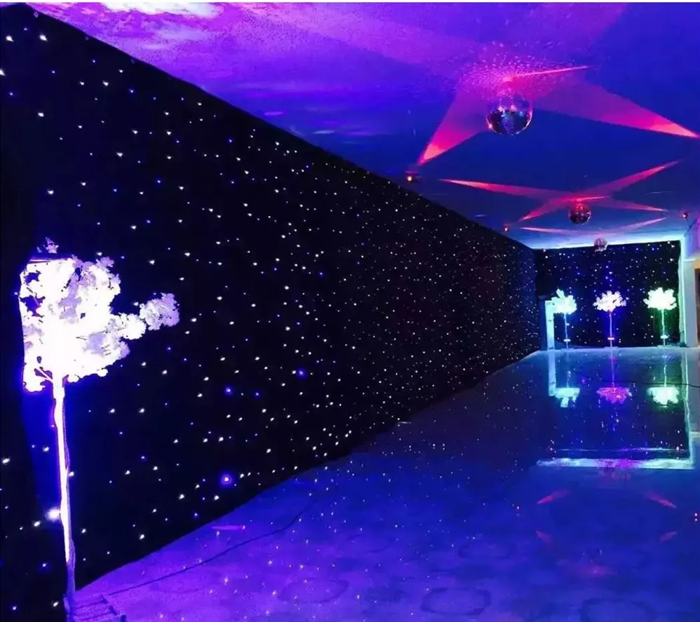 Синий + белый LED сценическая драпировка звезда ткань занавеска фон экран с