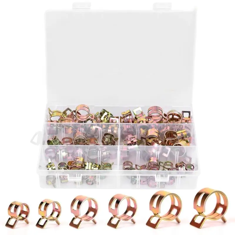 

84 Pcs Spring Band Type Action Fuel Line Clamp Silicone Vacuum Hose Pipe Clamp Hose Clamp Low Pressure Air Clip Clamp(10 X 10M