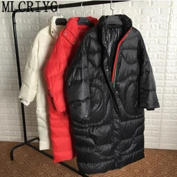 

White Duck Down Jacket Female Long Coat 2019 Women Winter Loose Casual Windproof Parka Warm Jackets Chaqueta Mujer LX317