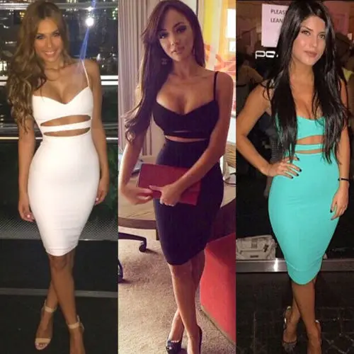 الساخن مثير المرأة الصيف ضئيلة Bodycon الجوف خارج نحيل أكمام مساء حزب نادي الصلبة Strappy و الخامس الرقبة قصيرة البسيطة اللباس