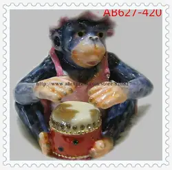Обезьяна играя барабан инкрустированная шкатулка коробка обезьяна ручной работы ювелирное Брелок Шкатулка для украшений фигурка