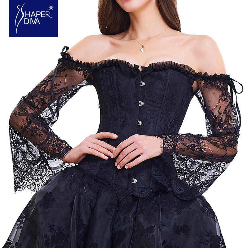 Shaper Diva стимпанк корсет платье Готический Sexy Overbust Кружево Корсет Топ Для женщин