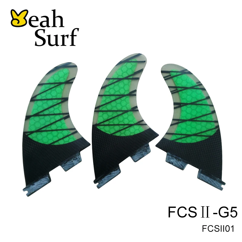 FCS2 G5 Fins Green Carbon Fibre Surf Fin Good Quality Surfboard Fin FCS