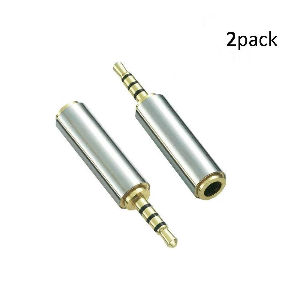 

2.5mm Male to 3.5mm Female Audio Adapter Converter Premium Quality Headphone Earphone Headset 3 Ring Jack Stereo or Mono-2 Pack
