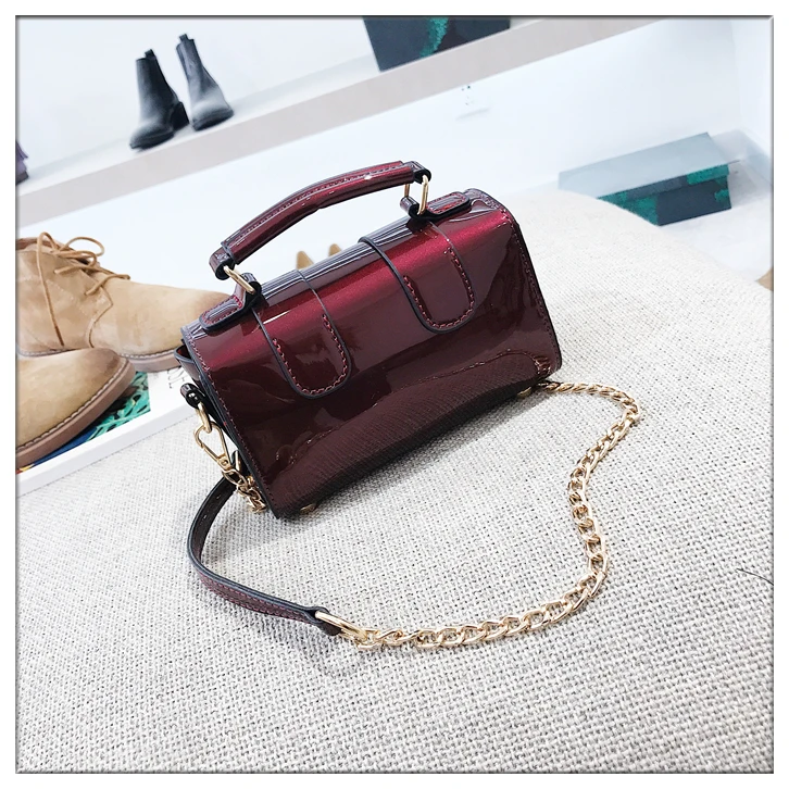 BENVICHED Lacquer bag women 2019 new Korean version handbag Joker chic chain Boston Single Shoulder bag Satchel c132 10 20180828_163955_073