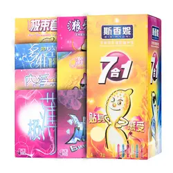 Большая сделка! 28 шт. Новый Sixiangni 7 в 1 ПИК презерватив Тип натуральные латексные презервативы
