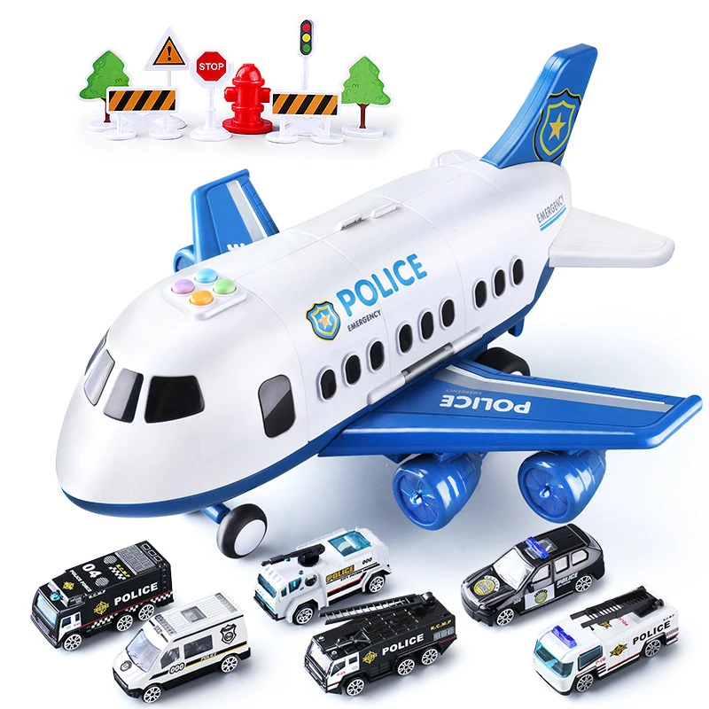 

Finger Rock Big Size Inertial Sliding Airliner Model Building Kits Music Light Function Simulation Aircraft Car Toy For Children