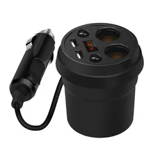 Dual USB Car Charger 12V/24V Mobile phone Cup Car Charger LED Display 2-Socket Cigarette Lighter Adapter for BMW ford mondes