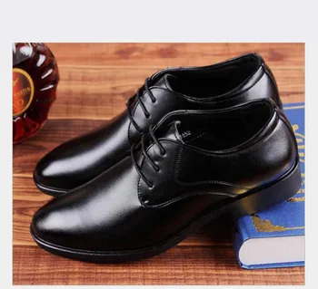 

Fashion Soft Business & Dress Men'S Leather Shoes Point Toe Lace-up Hard-Wearing & Anti-Skid Tide Youth Men'S Wedding Shoes Male