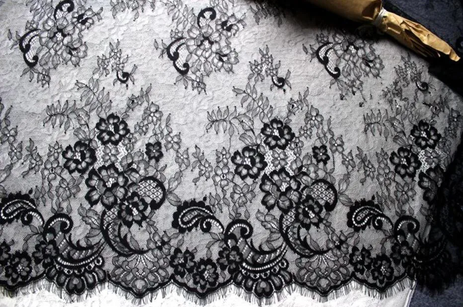 

3 meters/lot 100 cm thin wedding dress lace exquist eyelash french Chantilly lace wholesale price good quality