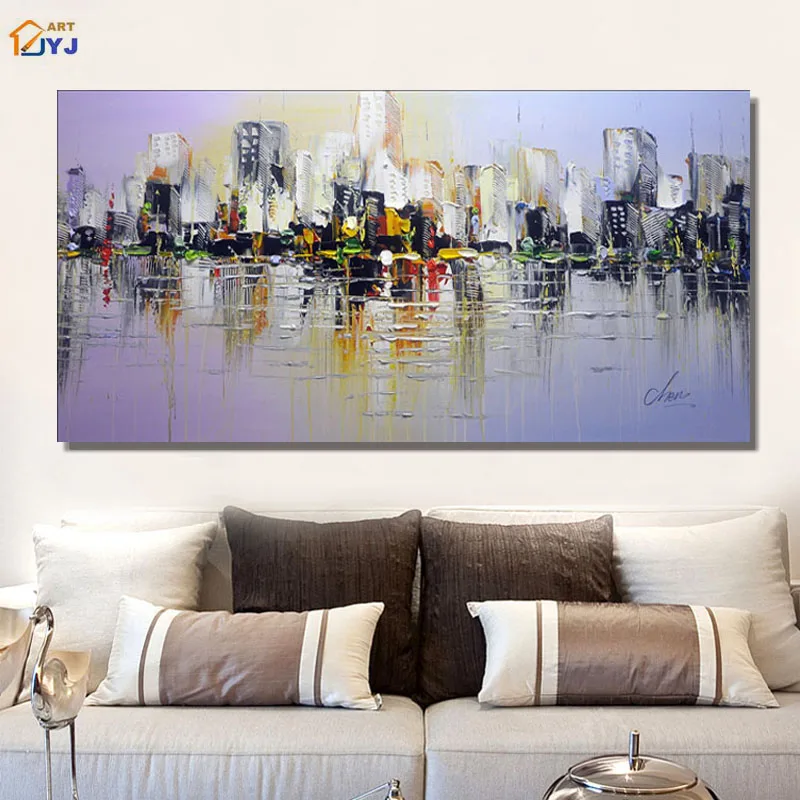 

Beautiful City Picture Palette Knife Hand Painted Modern Abstract Oil Painting Canvas Wall Art Picture Gift No Framed SL039