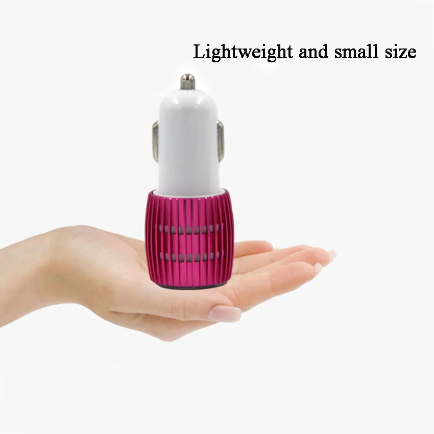 Car Charger Blue Light Alloy Cell Mobile Phone Charger 5V 1A 2.1A Dual USB Quick Charge Adapter For iPhone ios Android Phone (4)