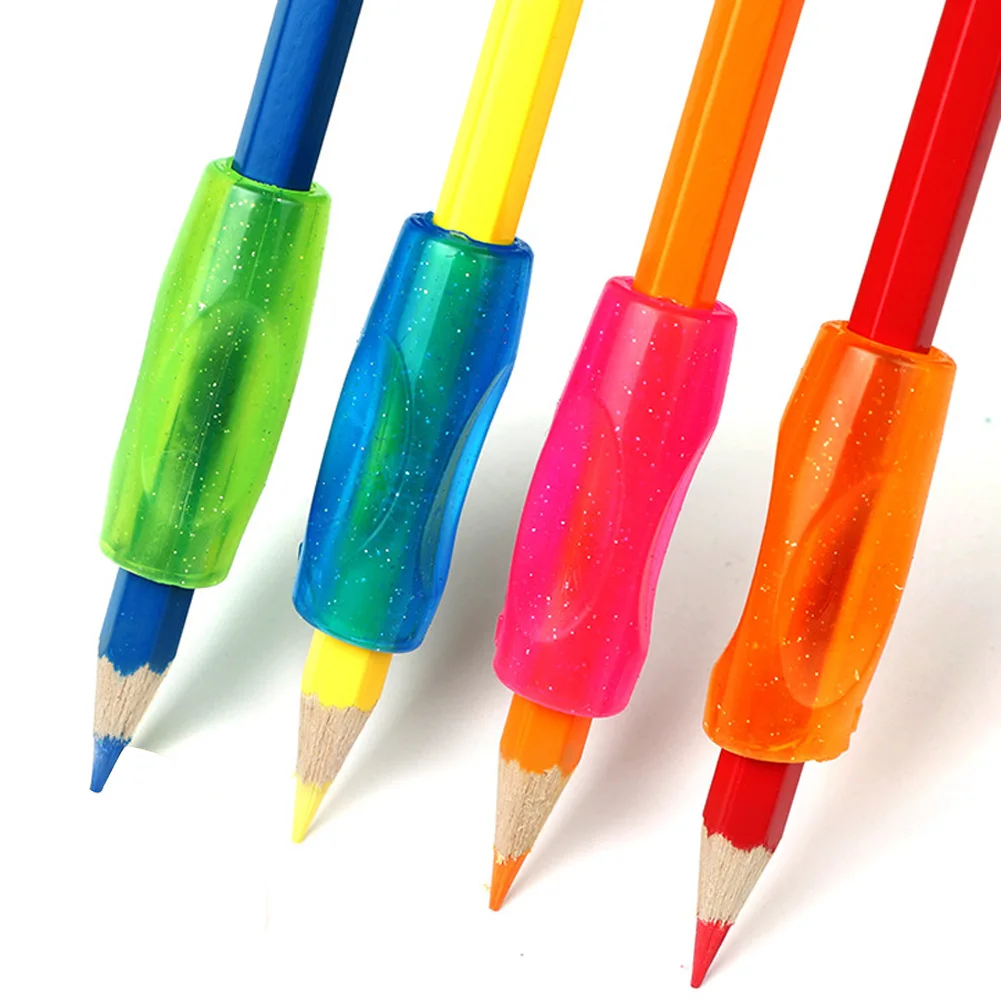 

4Pcs Cylinder Shape Appliance Children Soft Silicone Pencil Student Corrector Pen Grip Training Handwriting Tool