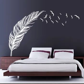 

White Feather Wall Sticker Home Decoration For Living Room Sofa Background Decal Pvc Plane Pattern Mural Window Diy Poster Sale