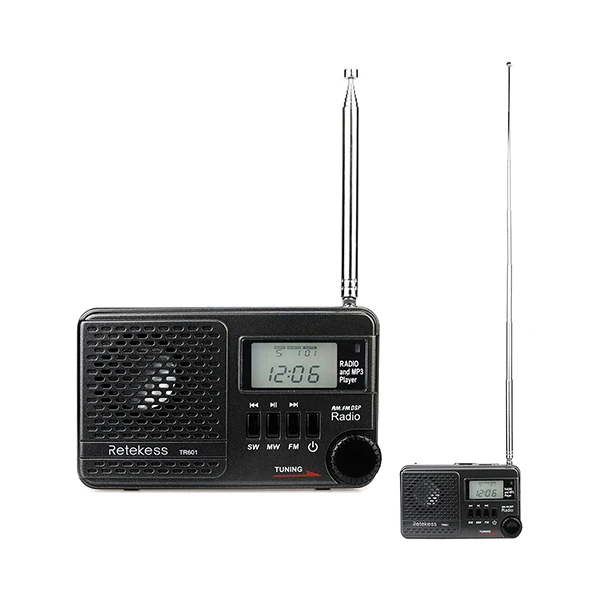 Retekess TR601 FM/AM/SW Карманные Радио цифровые часы DSP радио приемник MP3 плеер 9 к/10 к Настройка Micro SD карты порт USB вход