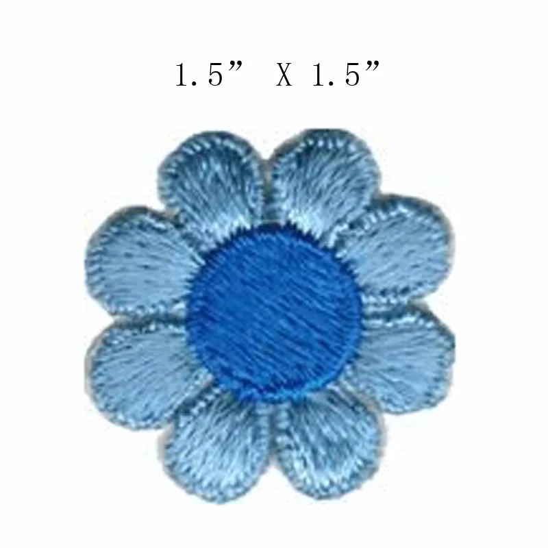 

Blue with Dark Center fabric flower appliques embroidery patch/iron patches