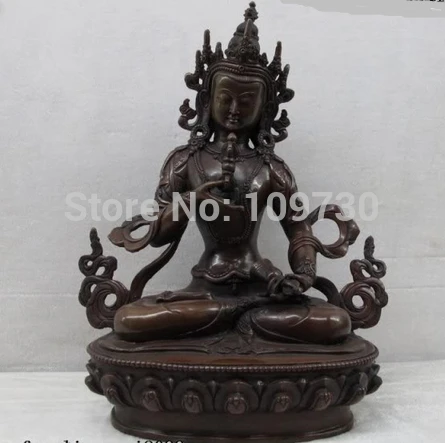 

002931 9"Tibet purple Bronze Red Copper Vajradhara Vajrasattva Kwan Yin Buddha Statue