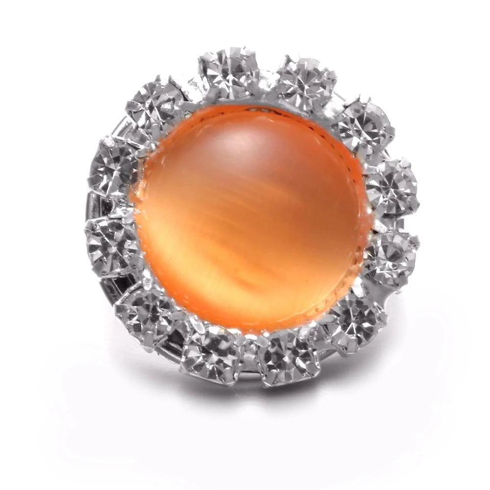 

Orange Opal Rhinestone Style Round Shape Metal 18mm Snap Button Charms For Snap Bracelet Snaps Jewelry KZ0576f