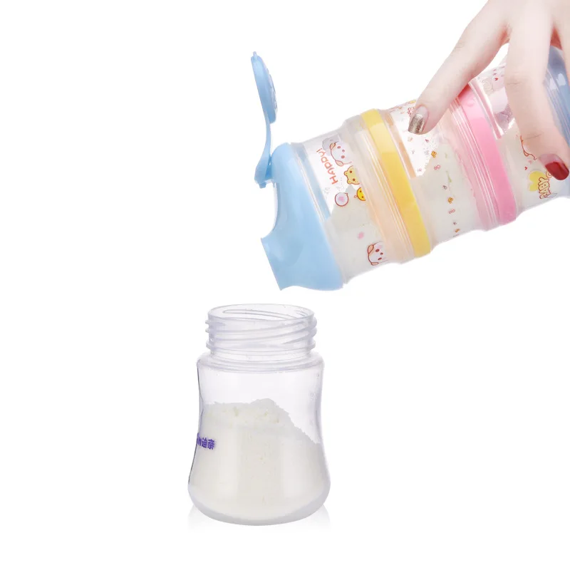 Cartoon Pattern Baby Formula Milk Storage Box Portable outing Food Snacks Container Four Layer big capacity