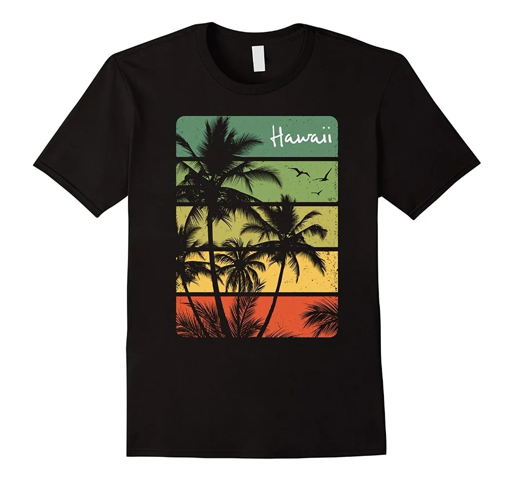 Print T Shirt Mens Short Sleeve Hot Vintage Hawaiian Islands Tee Hawaii