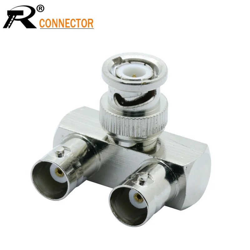 

BNC male plug to 2x BNC female jack Y Splitter right angle COAXIAL For CCTV Cameras 1pc