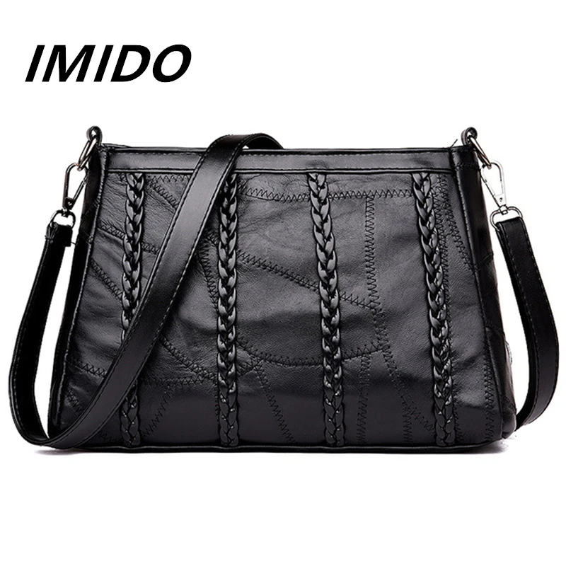 

IMIDO2019 Spring Summer New Style Sheepskin Single Shoulder Slung Portable Leather Handbag Fashion Travel Shopping Luxury Design