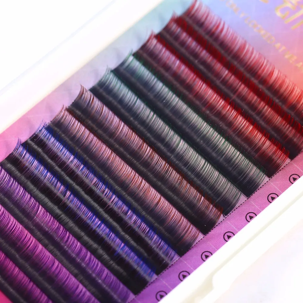 

New Colorful Flash Eyelash Extension Nature Long Gradient False Individual Eye Lashes Makeup Artificial Fake False Eyelashes