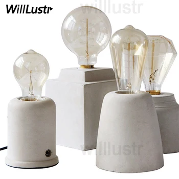 

Willlustr new cement reading light post modern study room desk lighting office hotel restaurant concrete bedside table lamp