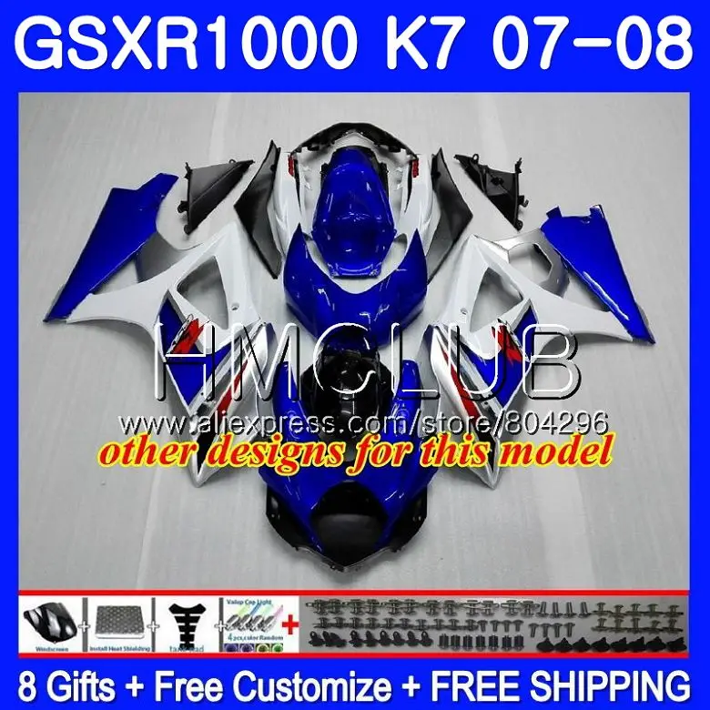 Корпус для SUZUKI GSXR-1000 K7 GSX-R1000 GSXR 1000 07 08 35HM. 12 GSXR1000 07 08 кузова завод синий GSX R1000 2007 2008 обтекателя