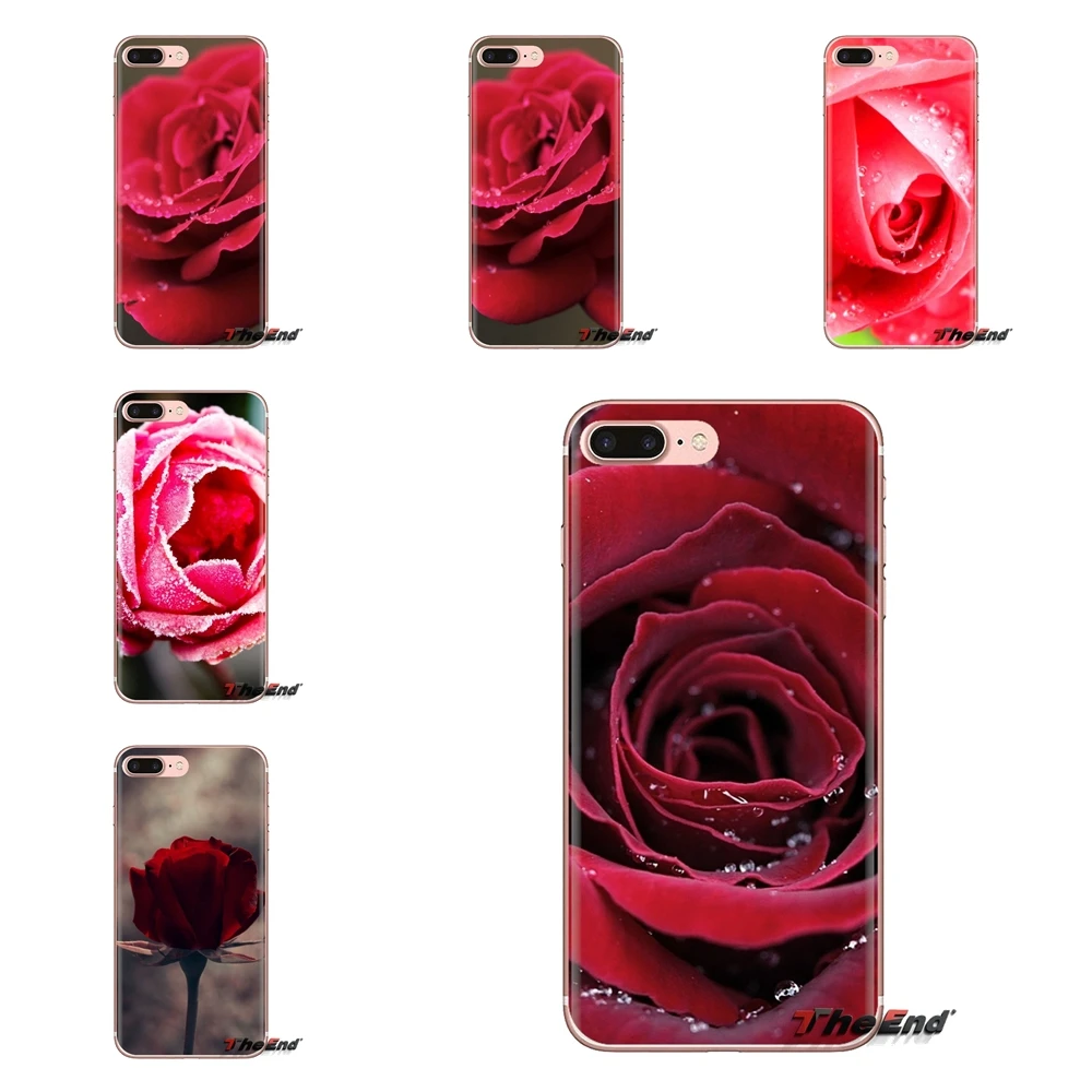 Мягкие прозрачные чехлы для sony Xperia Z Z1 Z2 Z3 Z5 compact M2 M4 M5 C4 E3 T3 XA huawei mate 7 8 Y3II Macro Red rose |