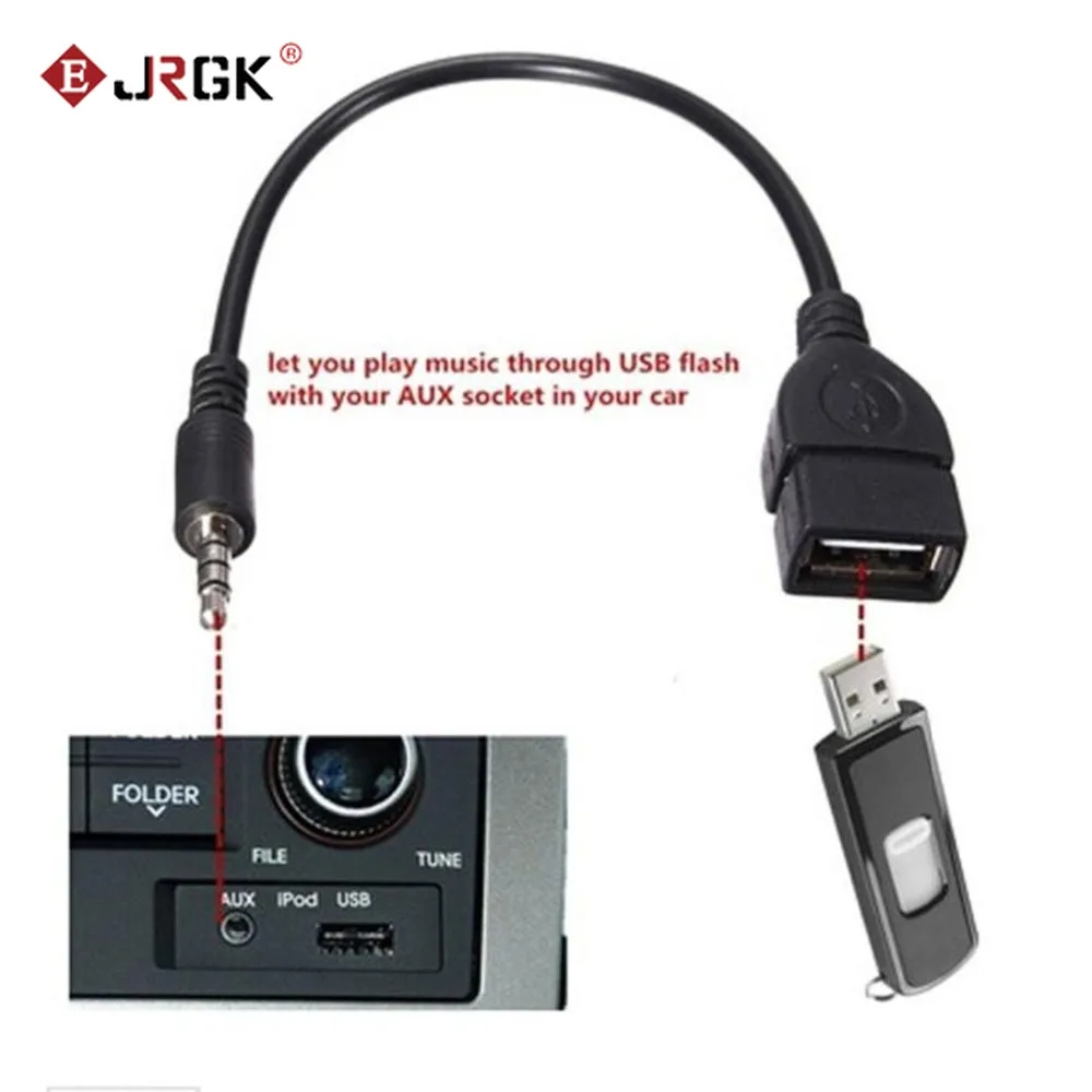 Разъем 3 5 мм AUX аудио разъем к USB 2 0 OTG адаптер конвертер Aux кабель Шнур для сотового