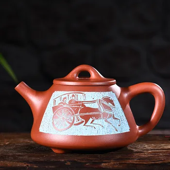 

Enameled Pottery Teapot Quality Goods Famous Full Manual Raw Ore Clear Cement You Stone Pot Kungfu Online Teapot Tea Set Suit