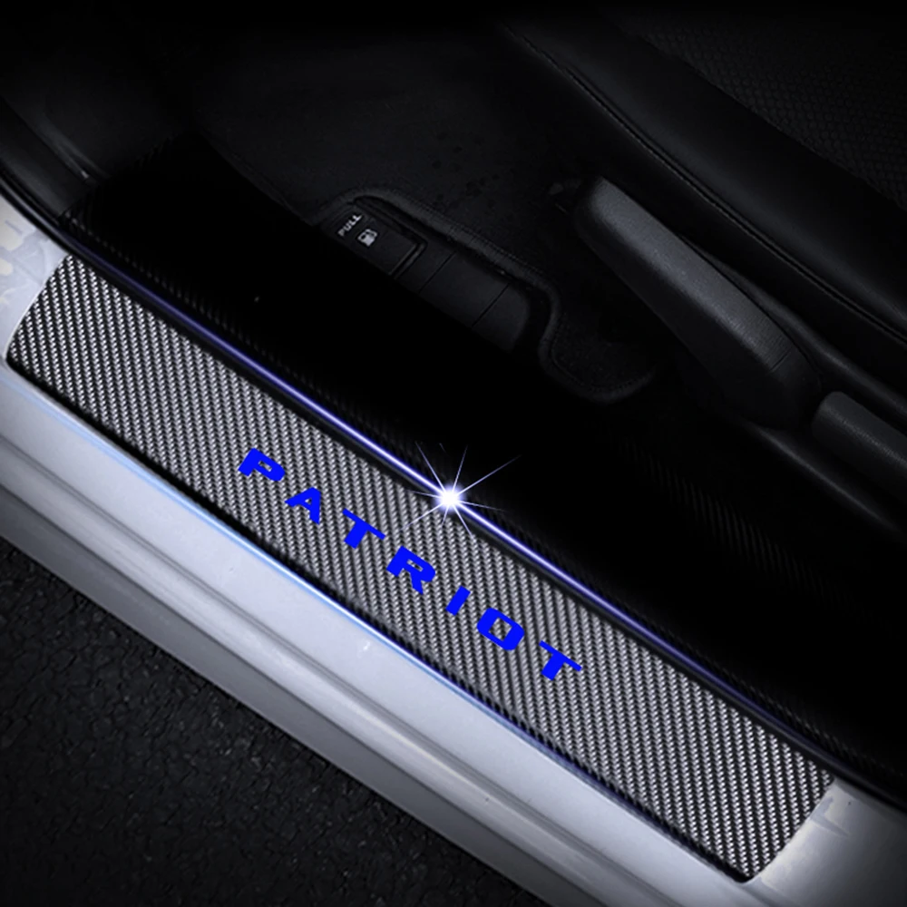 

4D Carbon Fiber Vinyl Sticker For JEEP Patriot Car Door Sill Protector Door Step Plate Protector Interior Car Accessories 4Pcs
