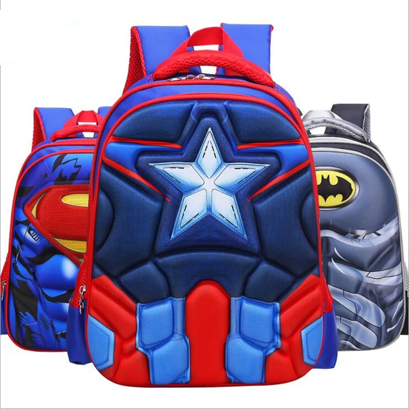 Супермен Бэтмен человек паук Капитан Америка для мальчиков и девочек детский сад школьная сумка Подростковая Дети Студенческие рюкзаки