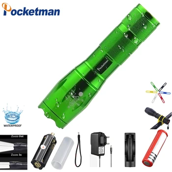 

Ultra Bright Colorful Led flashlight 6000 LM linterna led torch T6 5 Switch Modes Zoomable Bicycle Light use 18650 battery Z45