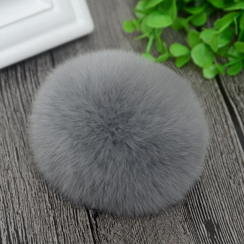 8cm Nature Genuine Rex Rabbit Fur Ball Pom Pom Fluffy DIY Winter Hat Skullies Beanies Knitted Cap Pompoms TKF001-pink